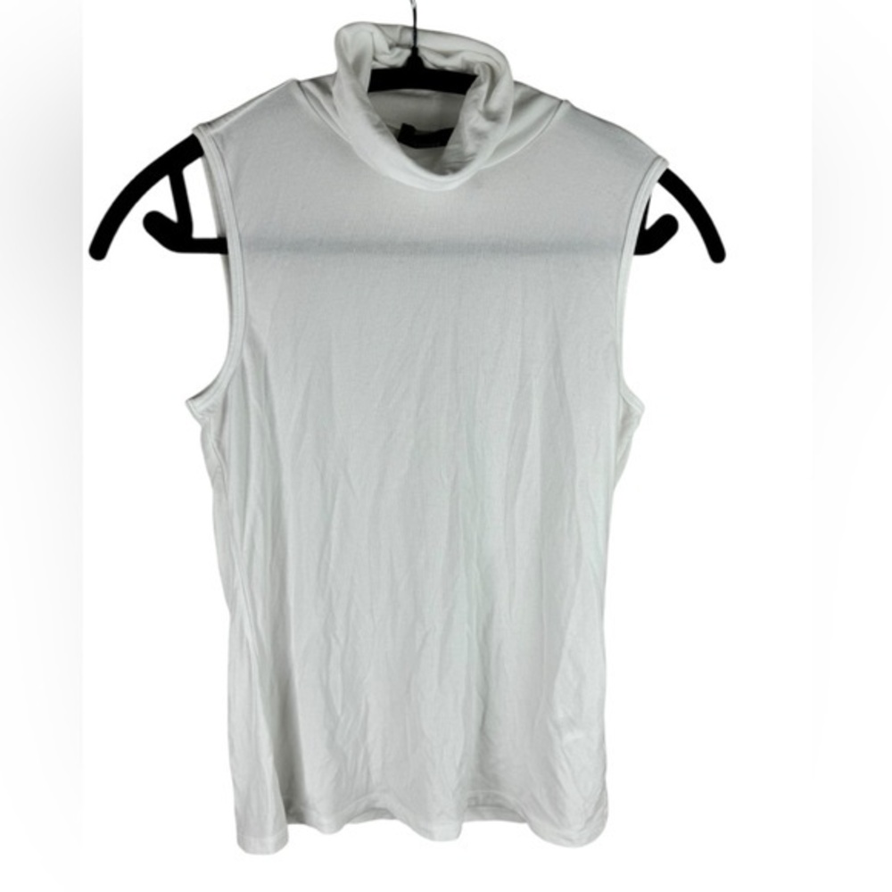 Theory Womens white Wendel Stretch Viscose Sleeveless Turtleneck Shirt S layer